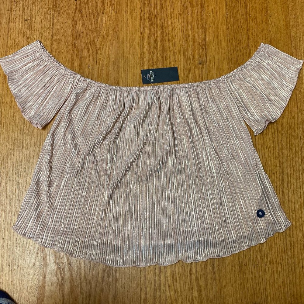 Hollister Off the Shoulder gold top